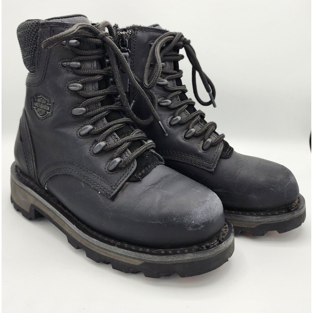 Harley-Davidson Women's Sz 5.5M Black Motorcycle Boots, D84757 Preowned